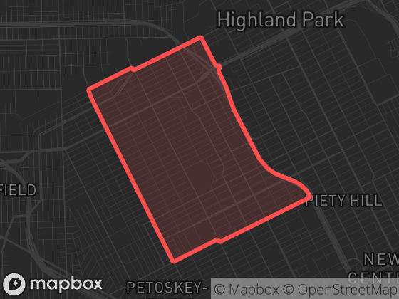 Map of Durfee in Detroit with its official boundary outlined