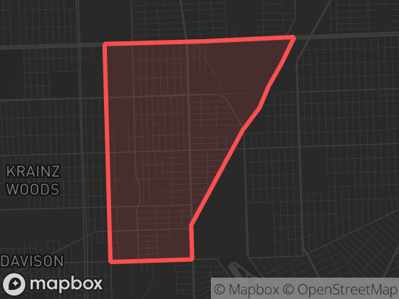 Map of Grant in Detroit with its official boundary outlined