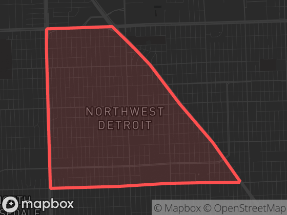Map of Greenfield in Detroit with its official boundary outlined