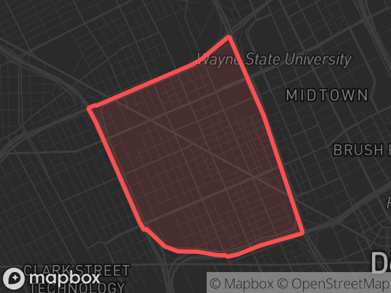 Map of Jeffries in Detroit with its official boundary outlined