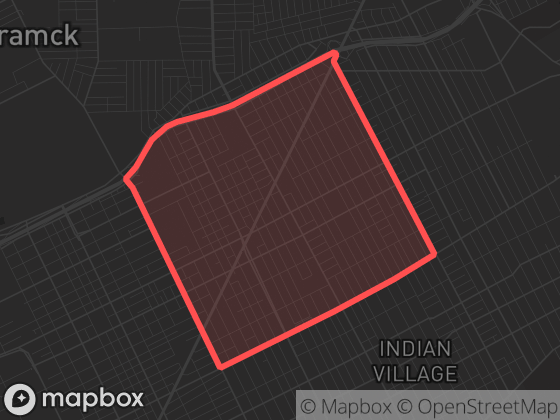 Map of Kettering in Detroit with its official boundary outlined