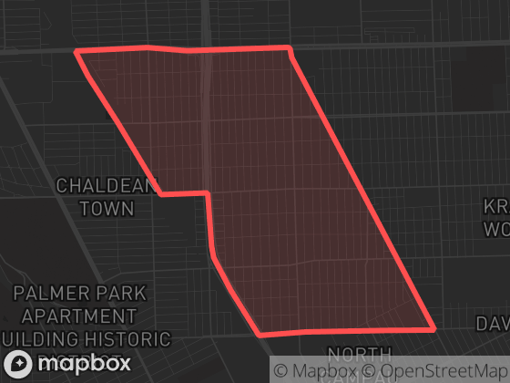 Map of Nolan in Detroit with its official boundary outlined