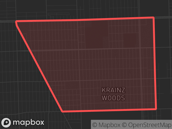 Map of Pershing in Detroit with its official boundary outlined