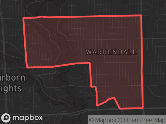 Map of Rouge in Detroit with its official boundary outlined