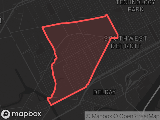 Map of Springwells in Detroit with its official boundary outlined