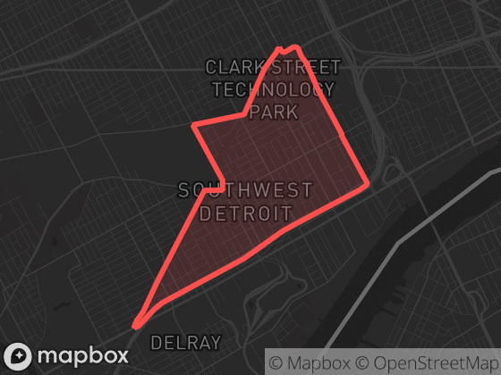 Map of Vernor / Junction in Detroit with its official boundary outlined