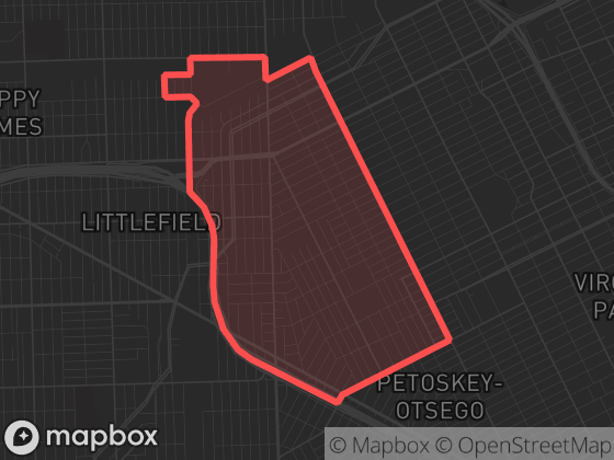 Map of Winterhalter in Detroit with its official boundary outlined