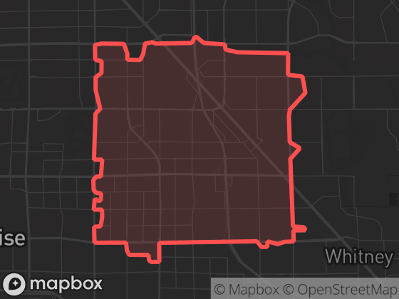 Map of East Las Vegas / Sunrise Manor in Las Vegas with its official boundary outlined