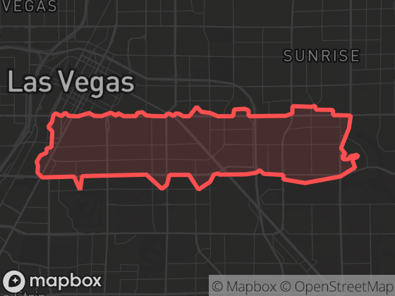 Map of East Las Vegas in Las Vegas with its official boundary outlined