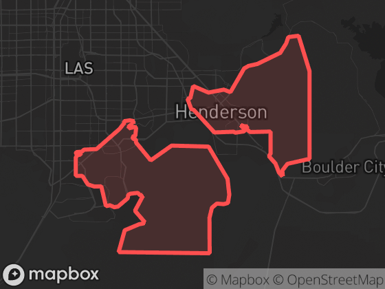 Map of Henderson / Green Valley in Las Vegas with its official boundary outlined