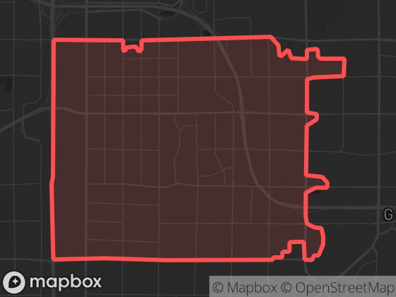Map of Henderson / Southwest in Las Vegas with its official boundary outlined
