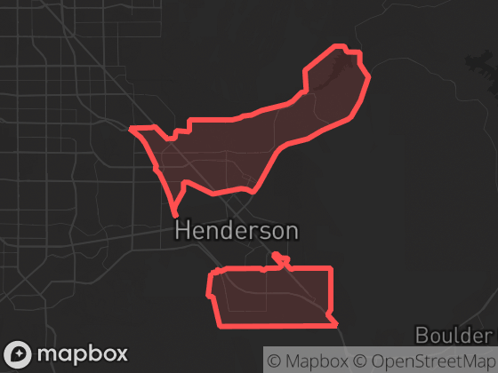 Map of Henderson in Las Vegas with its official boundary outlined