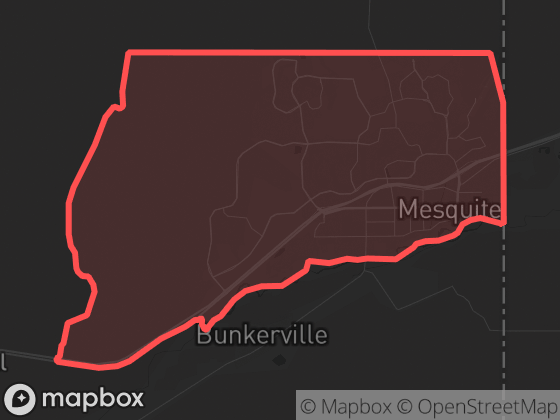 Map of Mesquite in Las Vegas with its official boundary outlined