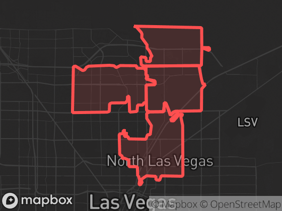 Map of North Las Vegas in Las Vegas with its official boundary outlined