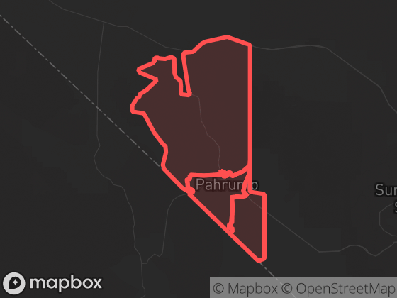 Map of Pahrump in Las Vegas with its official boundary outlined