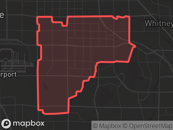 Map of Paradise / East Las Vegas in Las Vegas with its official boundary outlined