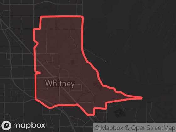 Map of Paradise / Southeast in Las Vegas with its official boundary outlined