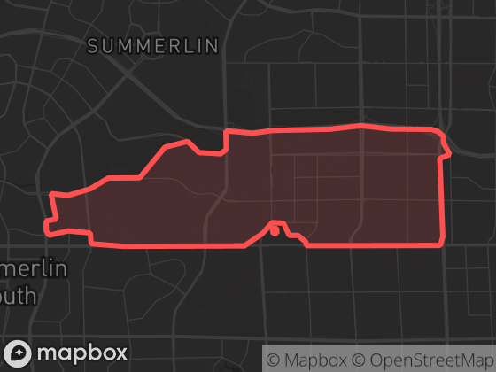 Map of Summerlin / The Hills in Las Vegas with its official boundary outlined