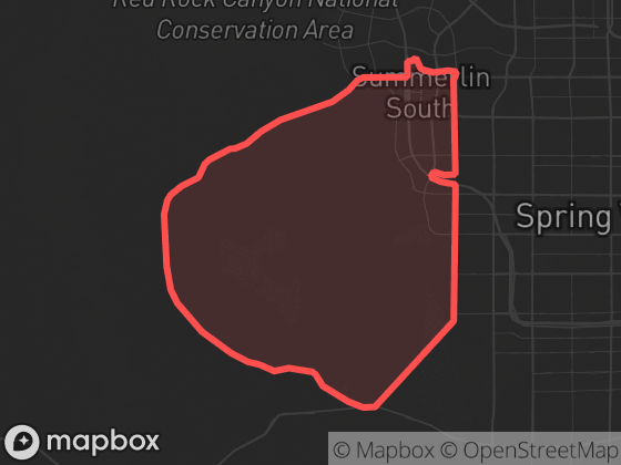 Map of Summerlin / The Ridges in Las Vegas with its official boundary outlined