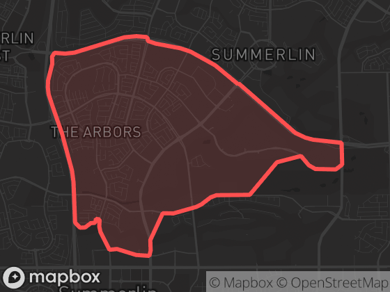 Map of Summerlin in Las Vegas with its official boundary outlined