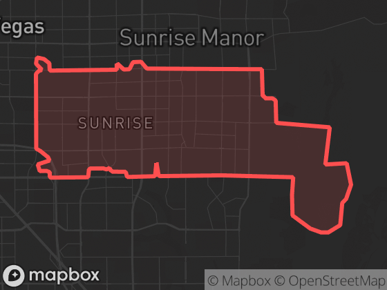 Map of Sunrise Manor / East Las Vegas in Las Vegas with its official boundary outlined