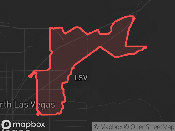 Map of Sunrise Manor / Nellis AFB in Las Vegas with its official boundary outlined