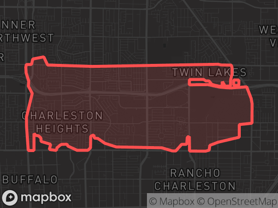 Map of West Las Vegas in Las Vegas with its official boundary outlined