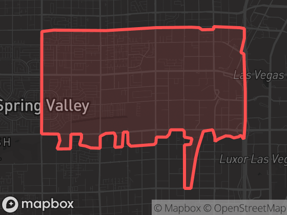 Map of Winchester / Paradise in Las Vegas with its official boundary outlined