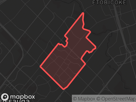 Map of Applewood in Mississauga with its official boundary outlined