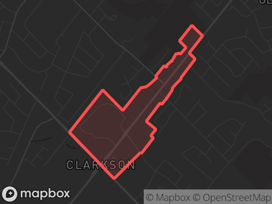 Map of Clarkson Village in Mississauga with its official boundary outlined