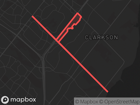 Map of Clarkson in Mississauga with its official boundary outlined