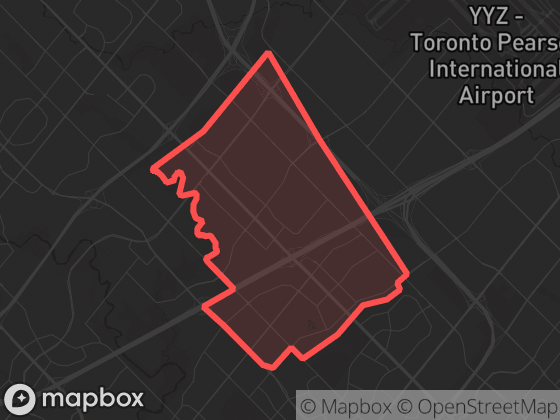 Map of Gateway in Mississauga with its official boundary outlined