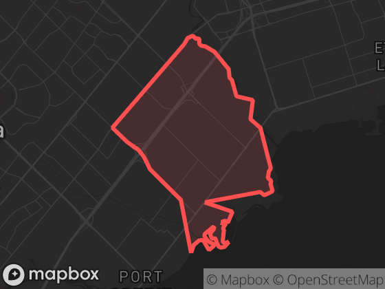 Map of Lakeview in Mississauga with its official boundary outlined