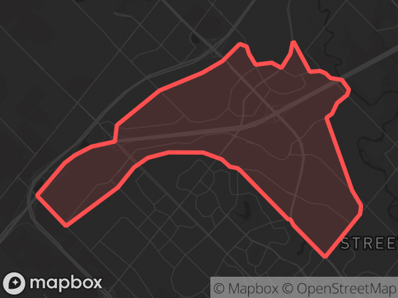 Map of Meadowvale Business Park in Mississauga with its official boundary outlined