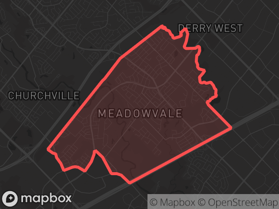 Map of Meadowvale Village in Mississauga with its official boundary outlined