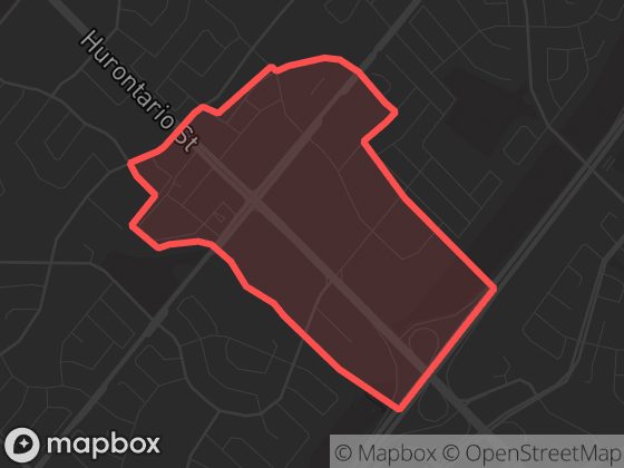 Map of Uptown in Mississauga with its official boundary outlined
