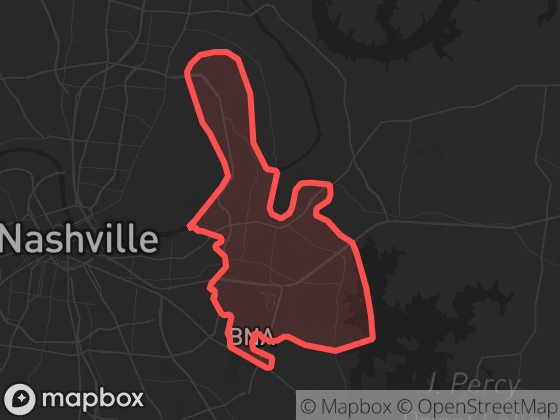 Map of Donelson in Nashville with its official boundary outlined