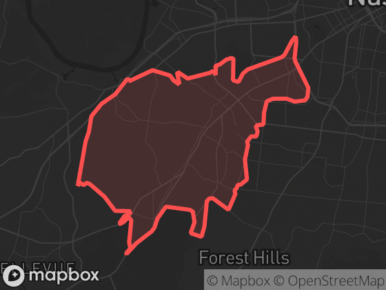 Map of Green Hills / Belle Meade in Nashville with its official boundary outlined
