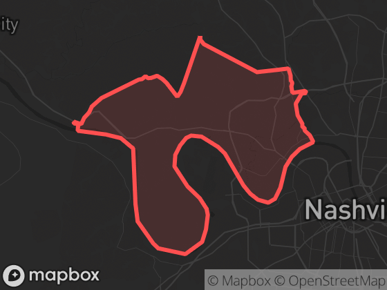 Map of North Nashville / Bordeaux in Nashville with its official boundary outlined