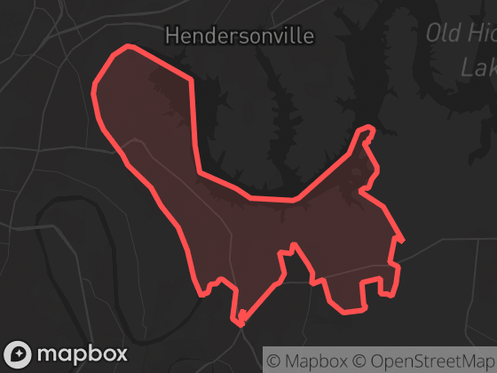 Map of Old Hickory in Nashville with its official boundary outlined
