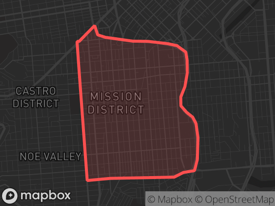 Map of Mission in San Francisco with its official boundary outlined