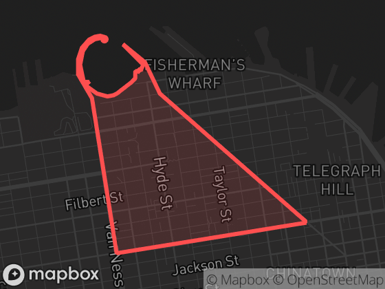 Map of Russian Hill in San Francisco with its official boundary outlined