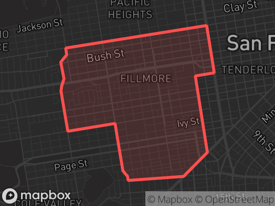 Map of Western Addition in San Francisco with its official boundary outlined