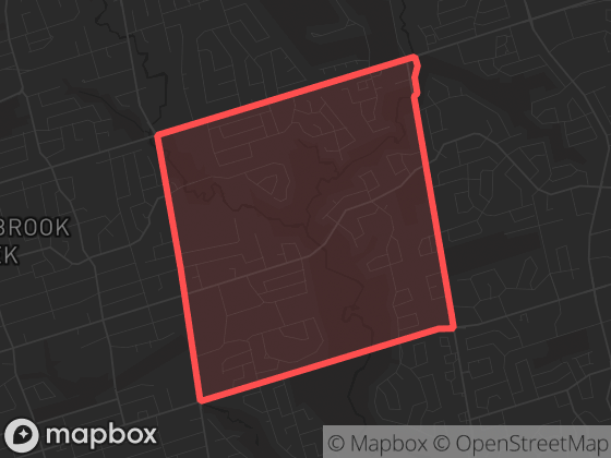 Map of Bayview Woods-Steeles in Toronto with its official boundary outlined