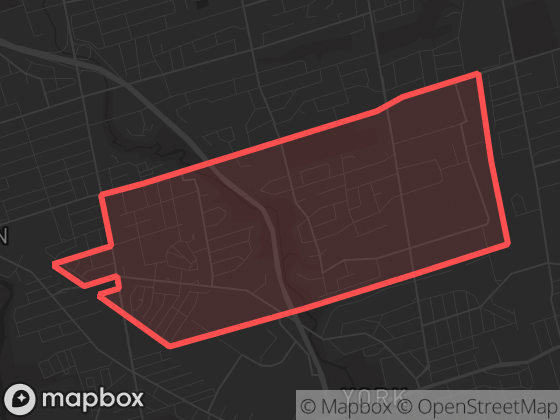 Map of Brookhaven-Amesbury in Toronto with its official boundary outlined