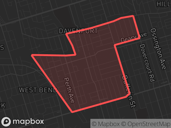 Map of Junction-Wallace Emerson in Toronto with its official boundary outlined