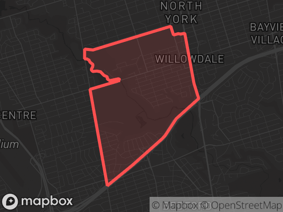 Map of Lansing-Westgate in Toronto with its official boundary outlined
