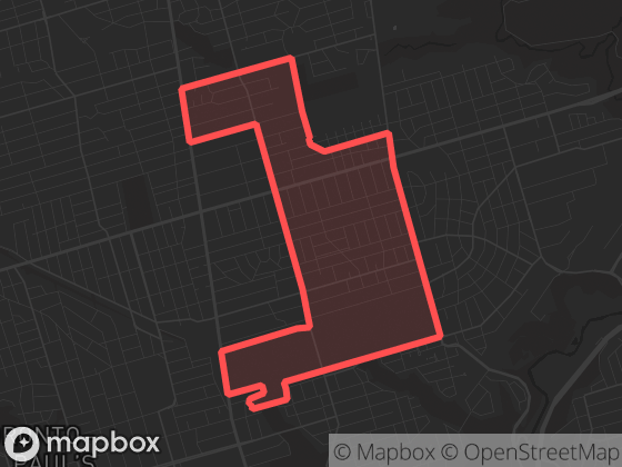 Map of Mount Pleasant East in Toronto with its official boundary outlined