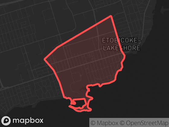 Map of New Toronto in Toronto with its official boundary outlined