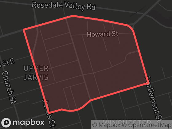Map of North St.James Town in Toronto with its official boundary outlined